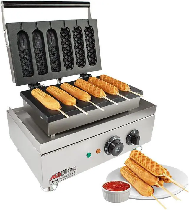 Main image of AP-528 Corn Dog Maker Commercial | 6 Waffles on Sticks | Nonstick