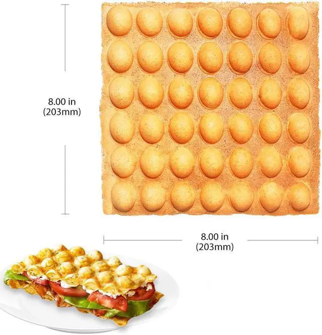Alt view image 3 of 7 - A-BW311_110 Bubble Waffle Maker | Square-Shaped Bubble Waffle Iron with Improved Manual Thermostat | Nonstick