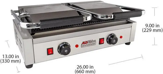 Alt view image 2 of 7 - AP-692 Double Panini Press | Sandwich Maker | Cast-Iron Ribbed Plates | Adjustable Control | Nonstick