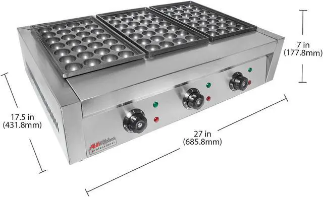 Alt view image 2 of 7 - A-T608 Takoyaki Grill with Three Plates | Electric Takoyaki Machine | 84 Pcs | Nonstick | Stainless Steel