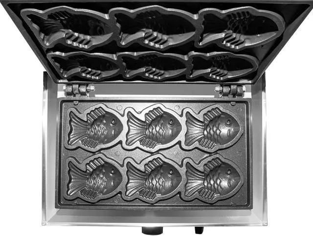 Alt view image 6 of 7 - AR-226 Taiyaki Machine Commercial | Fish Shaped Waffles Taiyaki Maker | 6 Waffles | Stainless Steel