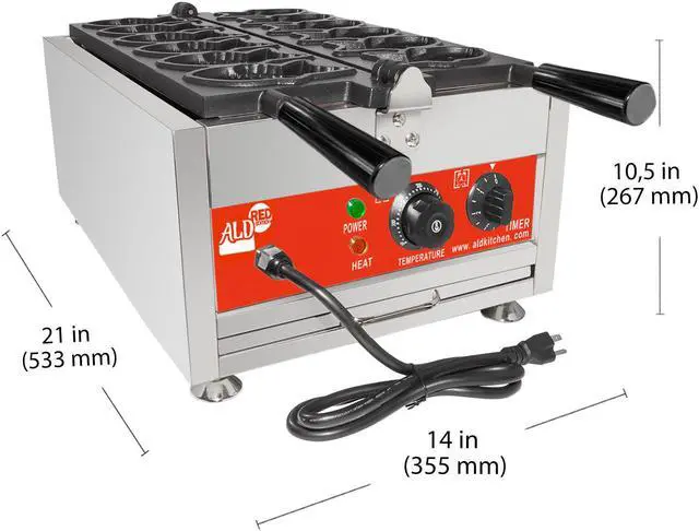 Alt view image 2 of 7 - AR-1106F Taiyaki Machine Commercial | 6 Fish Shaped Waffles | Stainless Steel Taiyaki Maker