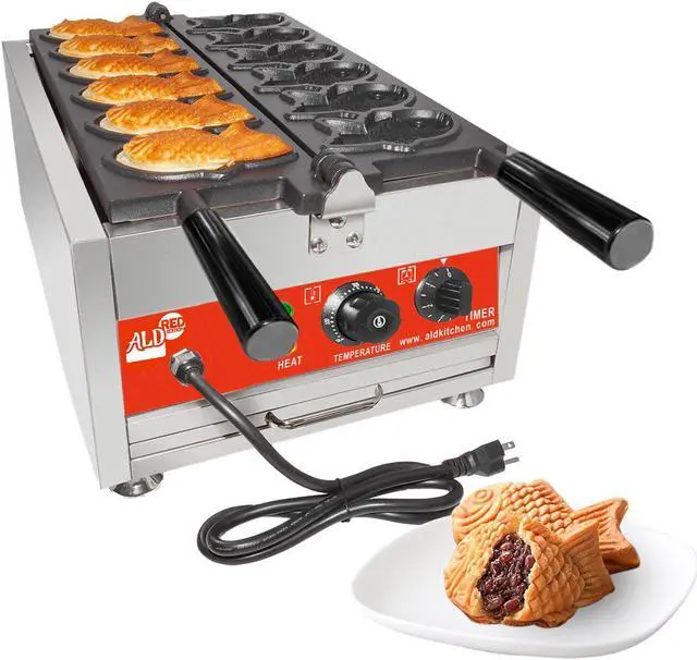 Main image of AR-1106F Taiyaki Machine Commercial | 6 Fish Shaped Waffles | Stainless Steel Taiyaki Maker