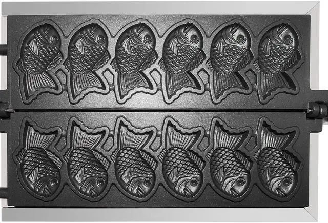 Alt view image 6 of 7 - AR-1106F Taiyaki Machine Commercial | 6 Fish Shaped Waffles | Stainless Steel Taiyaki Maker