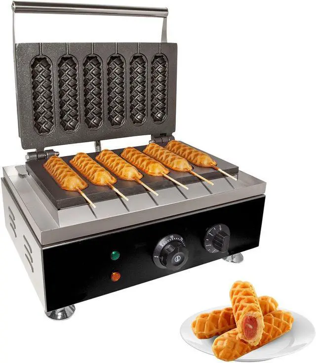 Main image of GR-XCXX6 Corn Dog Commercial Machine | 6 Hotdog Waffles on Sticks