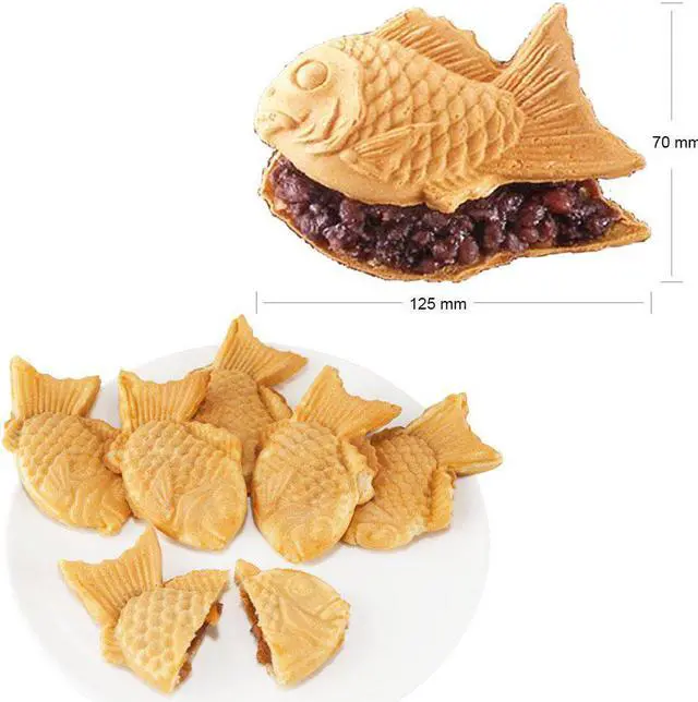 Alt view image 3 of 7 - AP-207 Taiyaki Maker | Fish Waffle Iron | Stainless Steel Nonstick Commercial Taiyaki Maker | 6 Fish-Shaped Waffles