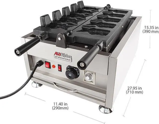 Alt view image 3 of 7 - AP-209 Taiyaki Maker | Fish Waffle Cone Maker | Commercial Taiyaki Machine | Stainless Steel | 5 Open-Mouth Fish Waffles