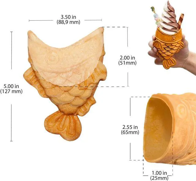 Alt view image 3 of 7 - AP-199 Taiyaki Iron | Electric Taiyaki Machine | 2 Open-Mouth Fish-Shaped Waffles | Nonstick