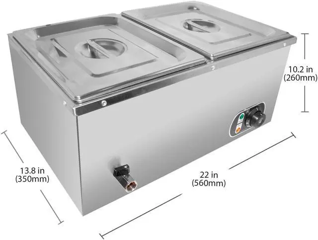 Alt view image 2 of 7 - ALDKitchen Bain Marie Steam Warmer | Electric Buffet Food Warmer | Stainless Steel | 2 tanks | 110V