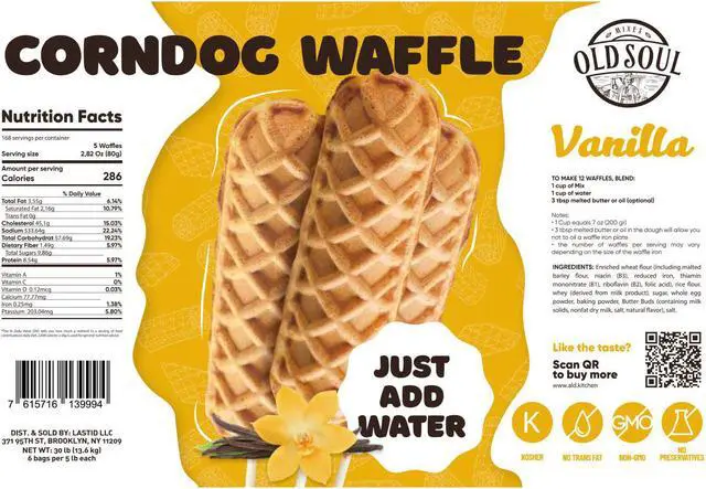 Alt view image 2 of 3 - OldSoul Corndog Waffle Mix | Vanilla | 30 lbs | 840 Corndog Waffles