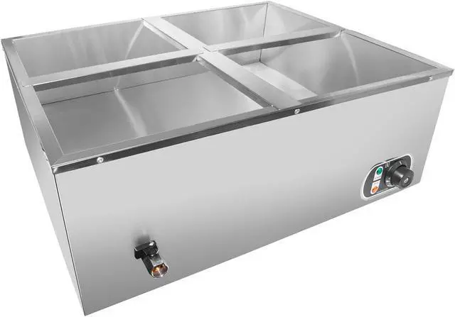 Alt view image 4 of 7 - ALDKitchen Bain Marie Steam Warmer | Electric Buffet Food Warmer | Stainless Steel | 4 Tanks | 110V