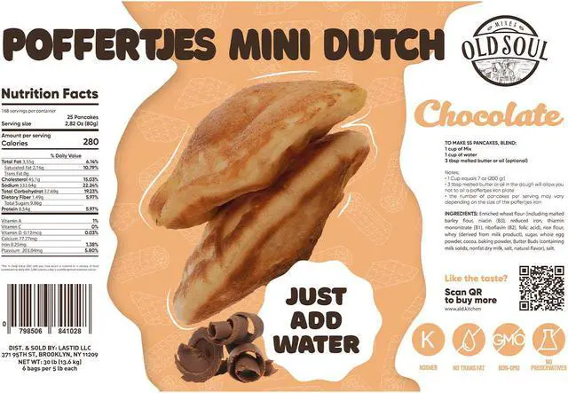 Alt view image 2 of 6 - OldSoul Poffertjes Waffle Mix | Chocolate & Vanilla Flavour | Mini Dutch Pancakes Dough Mix | 30 lbs | 4200 Mini Pancakes