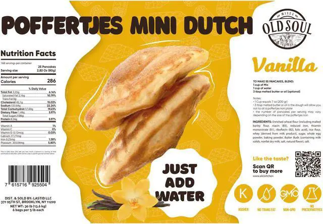 Alt view image 5 of 6 - OldSoul Poffertjes Waffle Mix | Chocolate & Vanilla Flavour | Mini Dutch Pancakes Dough Mix | 30 lbs | 4200 Mini Pancakes