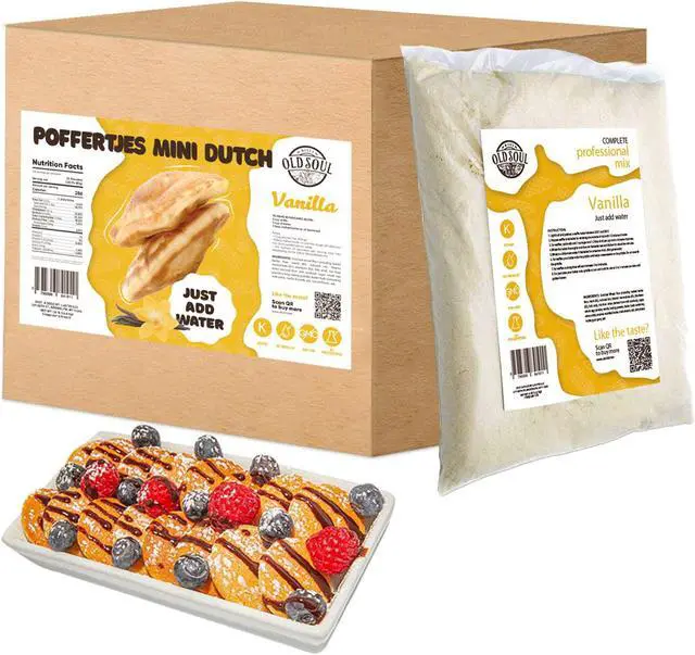 Alt view image 4 of 6 - OldSoul Poffertjes Waffle Mix | Chocolate & Vanilla Flavour | Mini Dutch Pancakes Dough Mix | 30 lbs | 4200 Mini Pancakes