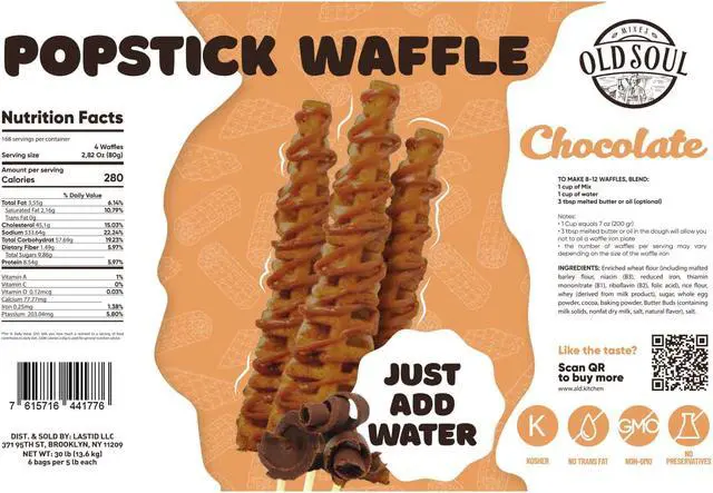 Alt view image 2 of 6 - OldSoul Waffle Mix for Waffles on a Stick | Chocolate & Vanilla Flavour | Stick Waffles Dough Mix | 30 lbs | 672 Stick Waffles