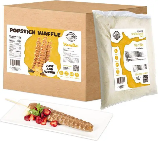Alt view image 4 of 6 - OldSoul Waffle Mix for Waffles on a Stick | Chocolate & Vanilla Flavour | Stick Waffles Dough Mix | 30 lbs | 672 Stick Waffles