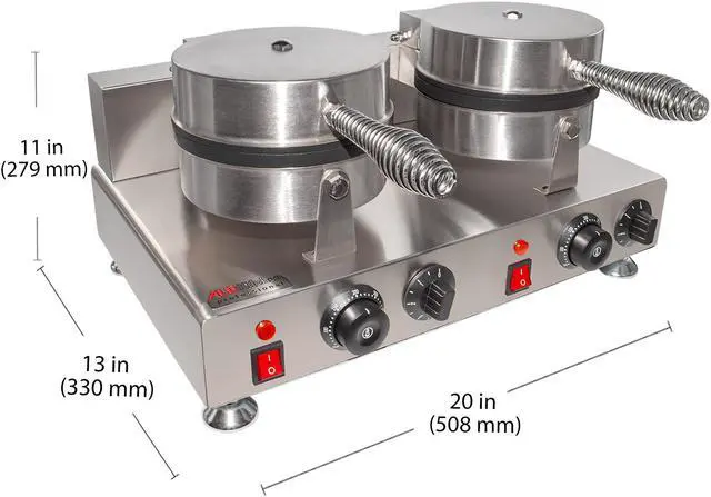 Alt view image 2 of 7 - Belgian Waffle Maker | Cone Maker and Waffle Iron | Round-Shape Thin Waffles | Stainless Steel