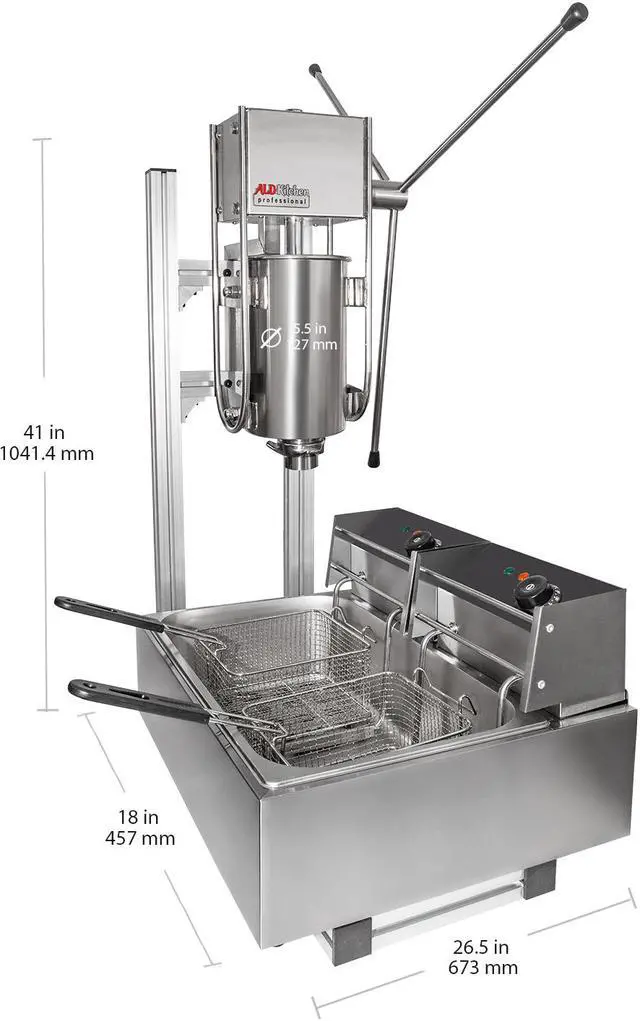 Alt view image 2 of 7 - ALD-10 Churros Machine Manual | Deep-Frying Churro Maker with Working Stand | Stainless Steel | 5L Capacity