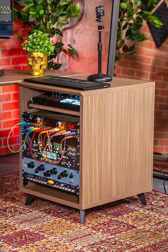 Alt view image 3 of 6 - Elite Furniture Series 10U Studio Rack Table in Driftwood Grey Finish