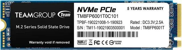 Main image of TEAMGROUP MP33 1TB SLC Cache 3D NAND TLC NVMe 1.3 PCIe Gen3x4 M.2 2280 Internal Solid State Drive SSD (Read/Write Speed up to 1,800/1,500 MB/s) Compatible with Laptop & PC Desktop TM8FP6001T0C101