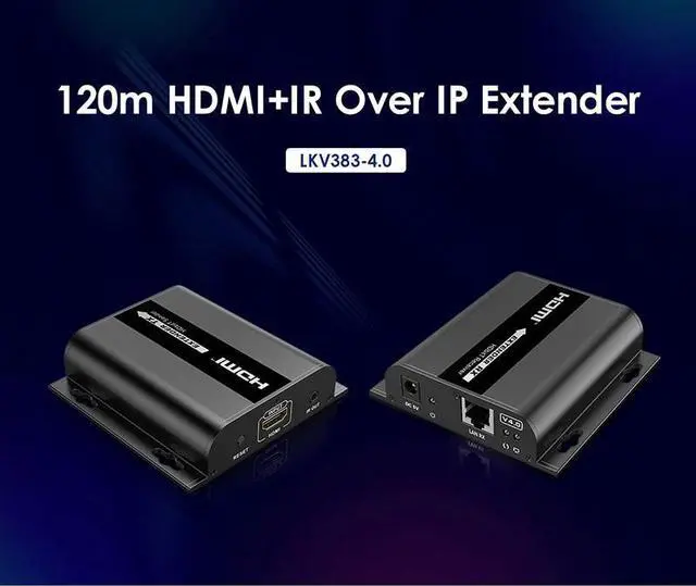 Alt view image 2 of 8 - 1 TX and 1 RX kit, LKV383 V4.0 1080P HDMI Extender with IR 394ft /120M Over Single Cat5 /Cat6 /Cat7 Ethernet Network and LAN Router/Switcher for HD STB,DVD,PS3, etc Supports TCP/IP by Ethernet