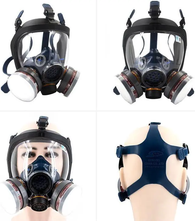 Alt view image 3 of 7 - Full Face Organic Vapor Respirator S100X-3 PD100 - Bio Gas Respirator for Survival and Emergency - Double Activated Carbon Air Filter For Paint Spray Woodworking