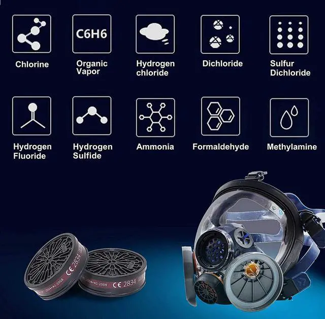 Alt view image 6 of 7 - Full Face Organic Vapor Respirator S100X-3 PD100 - Bio Gas Respirator for Survival and Emergency - Double Activated Carbon Air Filter For Paint Spray Woodworking
