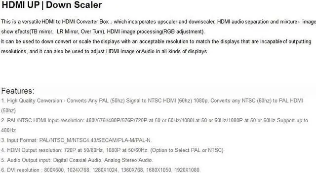 Alt view image 4 of 7 - HDMI to HDMI Video Converter, Left-right Mirror TB Mirror Over Turn UP/Down Scaler (Mirror around,flip) Coaxial 3.5mm Audio Separation Mixture