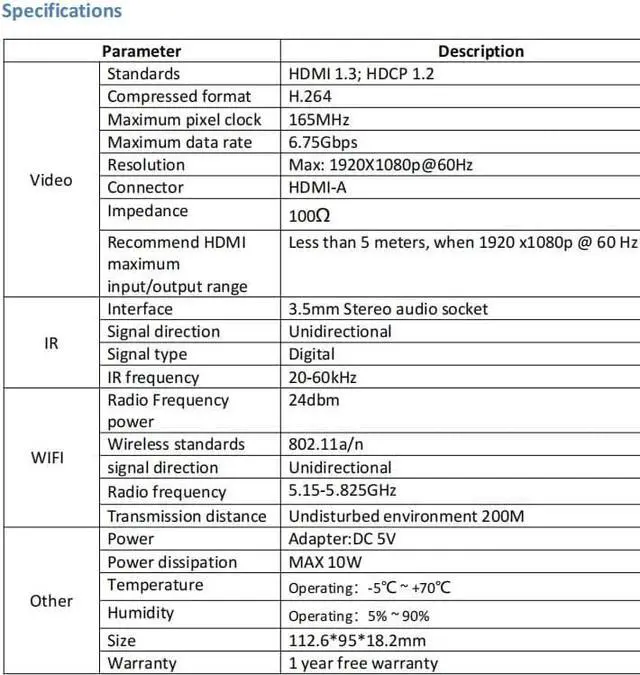 Alt view image 7 of 7 - (1 SENDER and 4 RECEIVERS Kit) Up to 656Ft,H.264 Wireless 1080P@60Hz Video Extender with Local Pass-through HDMI Loop-out Transmitter 4 Receivers Kit 200m with IR remote