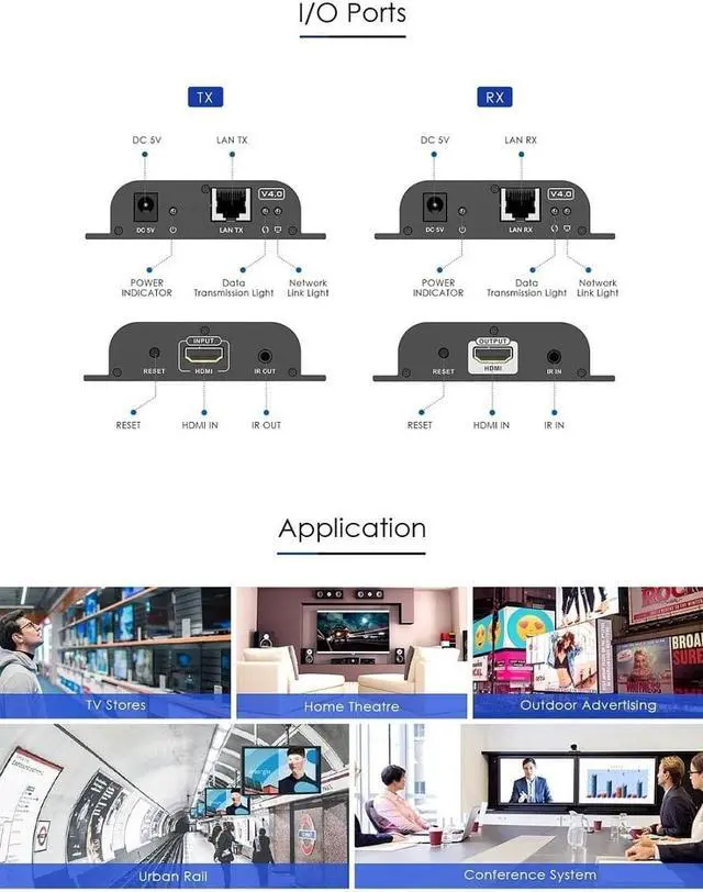 Alt view image 7 of 8 - 1 TX and 3 RX kit, LKV383 V4.0 1080P HDMI Extender with IR 394ft /120M Over Single Cat5 /Cat6 /Cat7 Ethernet Network and LAN Router/Switcher for HD STB,DVD,PS3, etc Supports TCP/IP by Ethernet