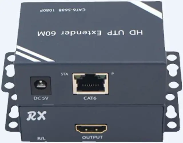 Alt view image 2 of 6 - 197Ft / 60M POC HDMI Extender 1080P@60Hz Transmitter and Receiver kit with RJ45 LAN Interface CAT6 Signal Network Cable Repeater Video Audio For HDTV DVD PS3 Projector