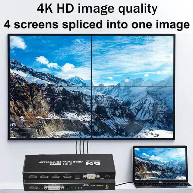 Alt view image 3 of 7 - 4K HDMI Video Wall Controller 2x2 HDMI DVI Video Wall Processor 1x2 1x4 1x3 2x1 3x1 4x1 Multi Video Screen Processor Splicer