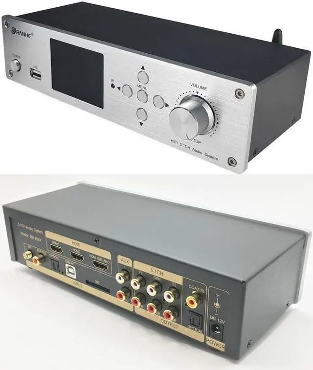 Alt view image 2 of 8 - RH-899X DSD Audio Player Lossless DTS/AC3 Decoding Audio Player Bluetooth 5.0 HDMI Optical Fiber and Coaxial 5.1 Channel Decoder Silver panel