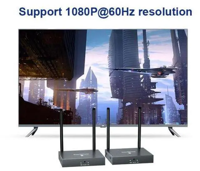 Alt view image 4 of 7 - (Transmitter and Receiver Kit) Up to 656Ft, H.264 Wireless 1080P 60Hz Video Extender with Local Pass-through HDMI Loop-out  Transmitter Receiver Kit 200m with IR Remote