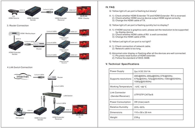 Alt view image 5 of 5 - Orginal LKV373A V3.0 HDMI HDbitT Receiver for HDMI Extender 1080P Up to 120m TCP UTP Splitter over RJ45 cat5e/6 Ethernet Cable