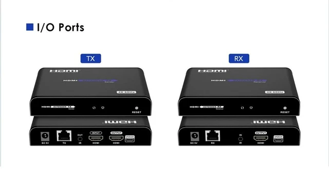Alt view image 7 of 7 - 1x2 4K@60Hz HDMI Extender with IR, Up to 394Ft (120m) Over Ethernet TCP/IP RJ45 Cat5/5e/6 Extension with Loop-Out,18Gbps Rate 1 TX and 2 RX Kit Video Splitter for STB PS3 HDTV, HDCP2.2 LKV483Pro