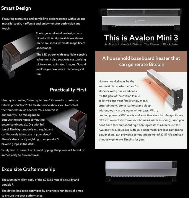 Alt view image 6 of 6 - Canaan Avalon Mini 3 Home Bitcoin Miner 37.5Th/s 800W BTC Miner Avalon Mini3 Bitcoin Mining Low Noise for Home BTC Mining