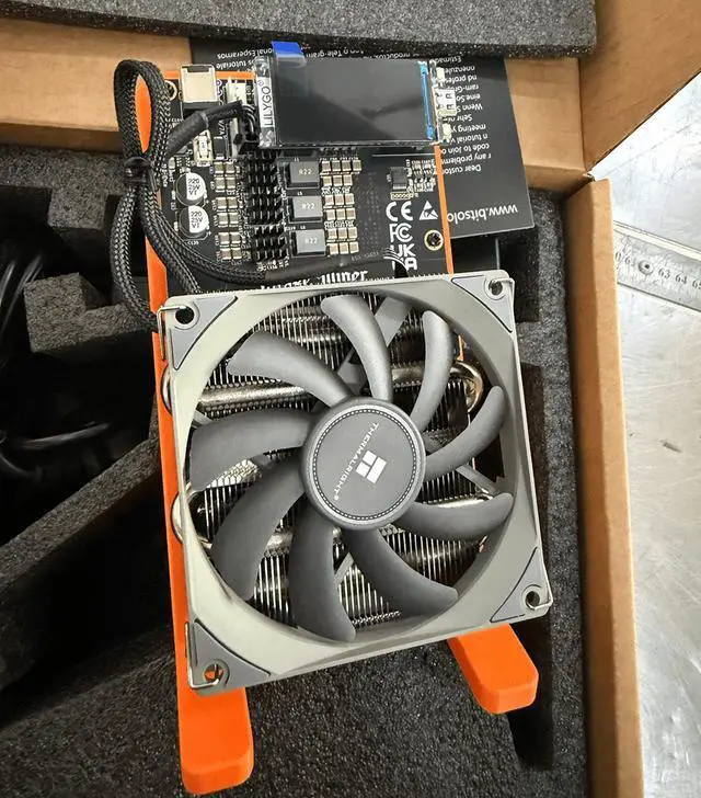 Alt view image 3 of 7 - NerdMiner NerdQaxe++ Bitcoin BTC Miner  4.8TH/s ±5%, 75W, Open-Source Solo Lottery Miner with WiFi & USB-C  Quiet Home Desktop Mining Rig Orange Bracket