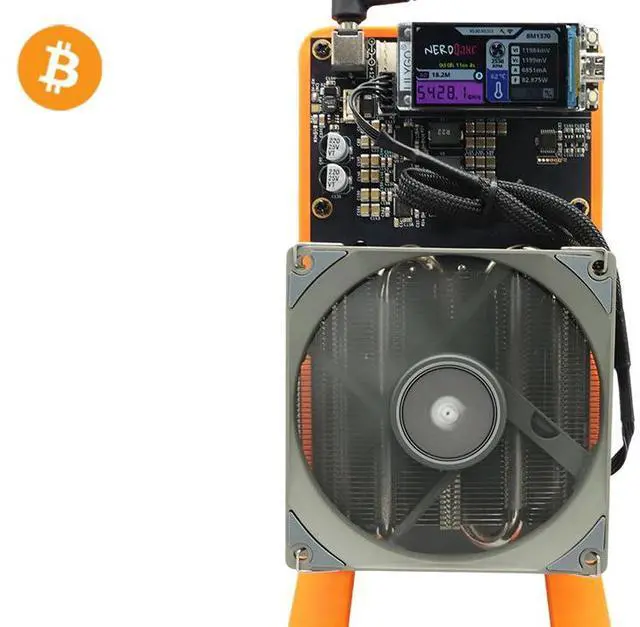Alt view image 4 of 7 - NerdMiner NerdQaxe++ Bitcoin BTC Miner  4.8TH/s ±5%, 75W, Open-Source Solo Lottery Miner with WiFi & USB-C  Quiet Home Desktop Mining Rig Orange Bracket
