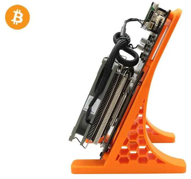 Alt view image 6 of 7 - NerdMiner NerdQaxe++ Bitcoin BTC Miner  4.8TH/s ±5%, 75W, Open-Source Solo Lottery Miner with WiFi & USB-C  Quiet Home Desktop Mining Rig Orange Bracket
