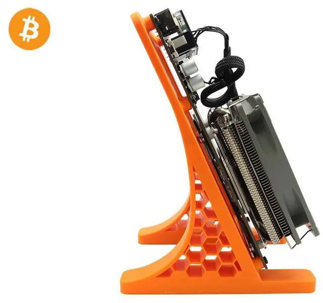 Alt view image 7 of 7 - NerdMiner NerdQaxe++ Bitcoin BTC Miner  4.8TH/s ±5%, 75W, Open-Source Solo Lottery Miner with WiFi & USB-C  Quiet Home Desktop Mining Rig Orange Bracket