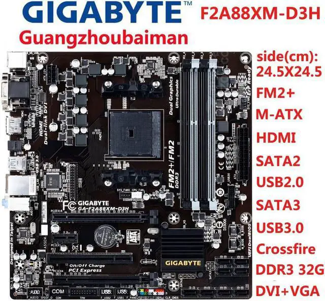 Alt view image 6 of 10 - GIGABYTE GA-F2A88XM-D3H FM2+ / FM2 AMD A88X (Bolton D4) SATA 6Gb/s USB 3.0 HDMI Micro ATX AMD Motherboard