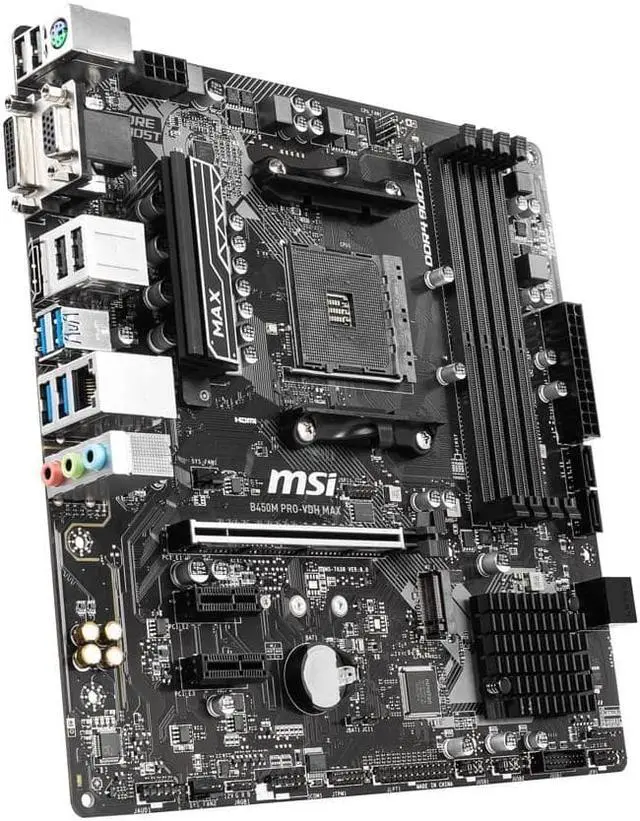 Alt view image 6 of 11 - MSI  B450M PRO-VDH MAX AM4 AMD B450 M2 [NVME ] USB3.0 USB3.1 PCI-E 3.0  HDMI SATA 6Gb/s Micro ATX AMD Motherboard R3 R5 R7