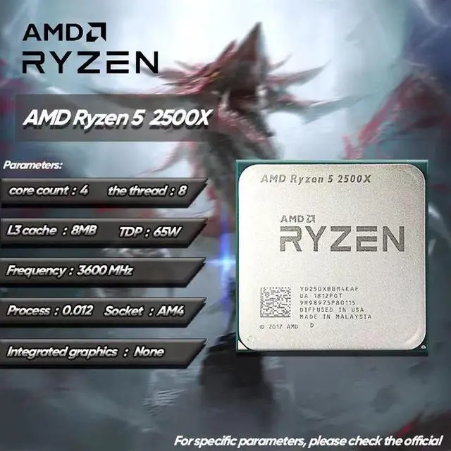 Alt view image 3 of 4 - FOR AMD Ryzen 5 2500X 3.6 GHz GAMING Zen+ 0.012 Quad-Core Eight-Thread 4C8T CPU Processor 65W L3=8M  Socket AM4 R5 2500x  [ NO FAN ] R5-2500xDesktop Processor WORK ON A320 B350 Z370 A320M B350M Z37