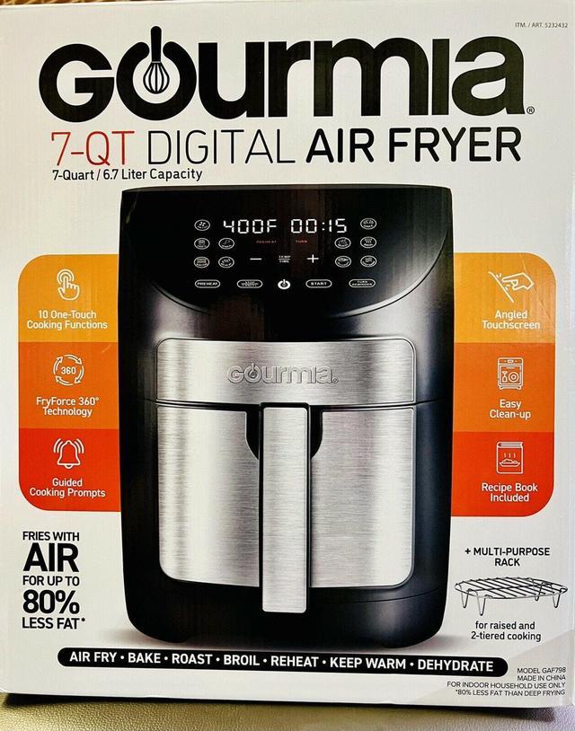 Brand New Gourmia 6-Qt Digital Air Fryer with Guided Cooking