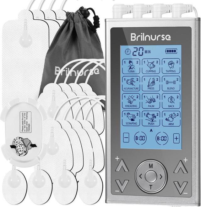 Belifu 4 Independent Channel TENS EMS Unit, TENS Unit Muscle Stimulator for  Pain Relief, 24 Modes 20 Level Intensity, Rechargeable Electric Pulse  Massager with Large Screen, 10 Pads, Storage Bag