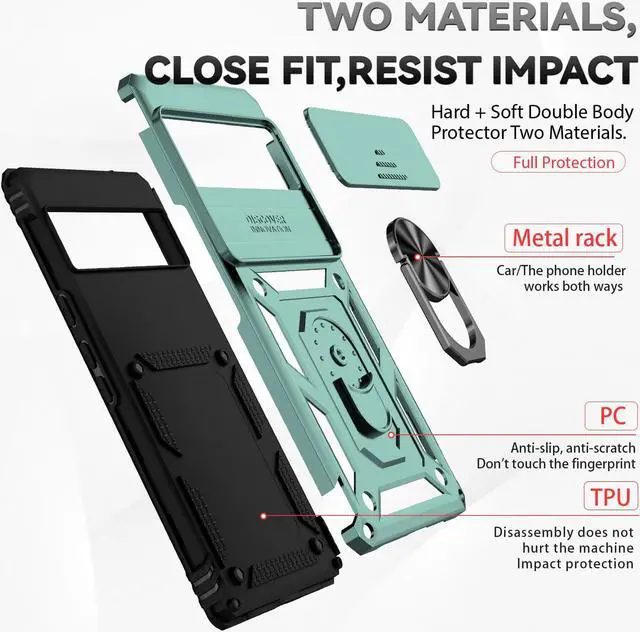 Alt view image 6 of 7 - Case with Holder Stander Shockproof Case For Google Pixel 6 Pro (Green)
