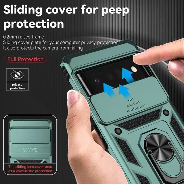 Alt view image 4 of 7 - Case with Holder Stander Shockproof Case For Google Pixel 6 Pro (Green)