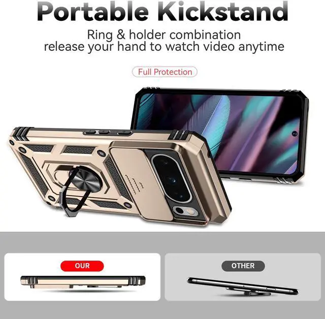 Alt view image 3 of 7 - Fashion Case with Stander Shockproof Case For Pixel 8 Pro Case for Google Pixel 8 Pro (Purple)