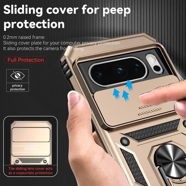 Alt view image 4 of 7 - Fashion Case with Stander Shockproof Case For Pixel 8 Pro Case for Google Pixel 8 Pro (Purple)